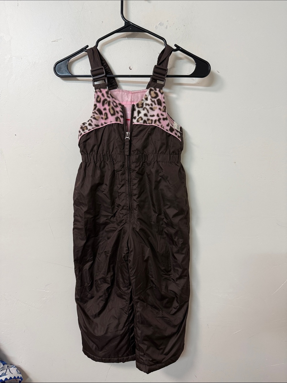 ZeroXposur Chocolate Brown Snow Overalls with Pink Leopard Yoke Y2K